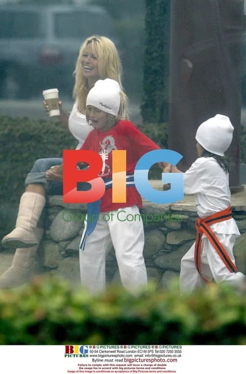 Pamela Anderson picking up sons from karate