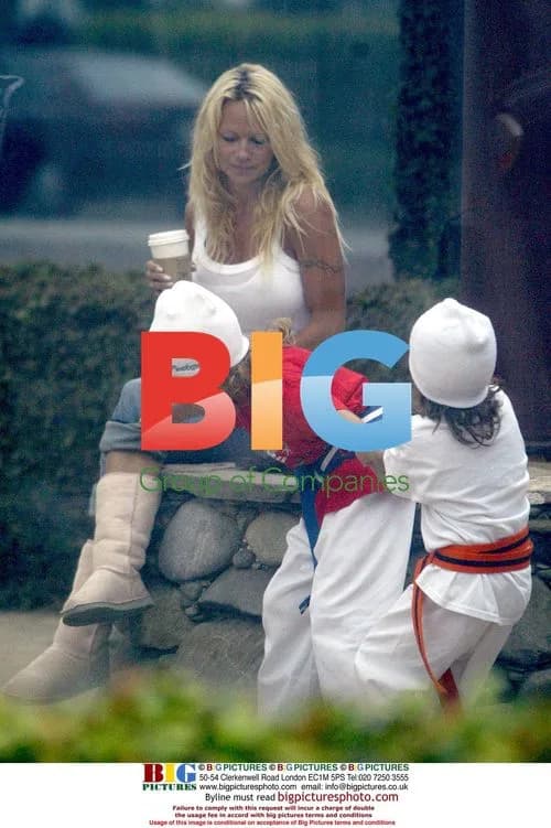 Pamela Anderson with sons at park