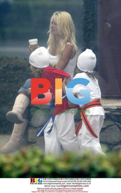 Pamela Anderson with Sons After Karate