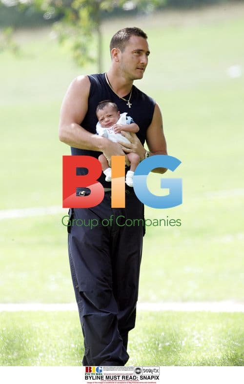 Will Mellor and Girlfriend Walk in Park with Baby