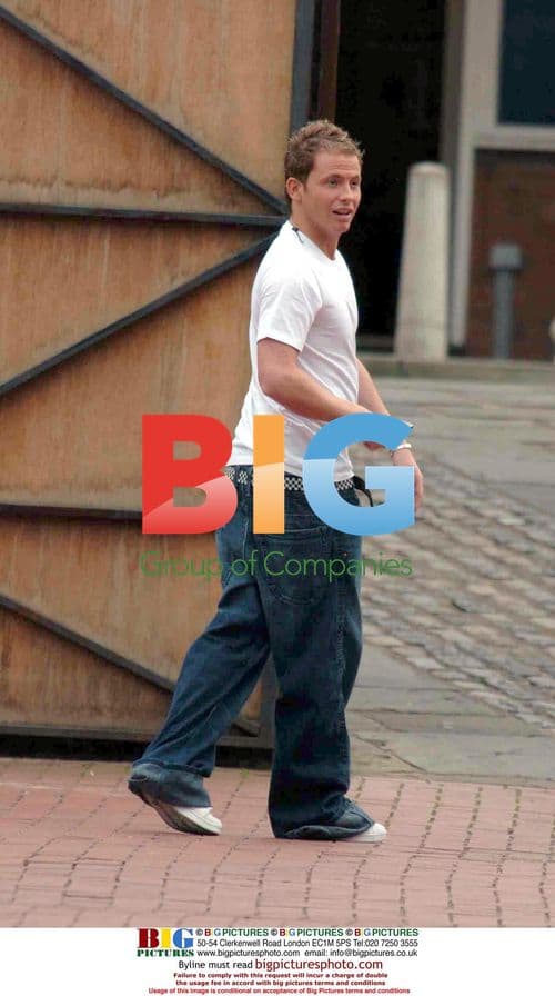 Joe Swash outside Coronation Street studios