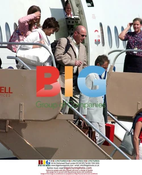 Tony Blair family at Barbados airport