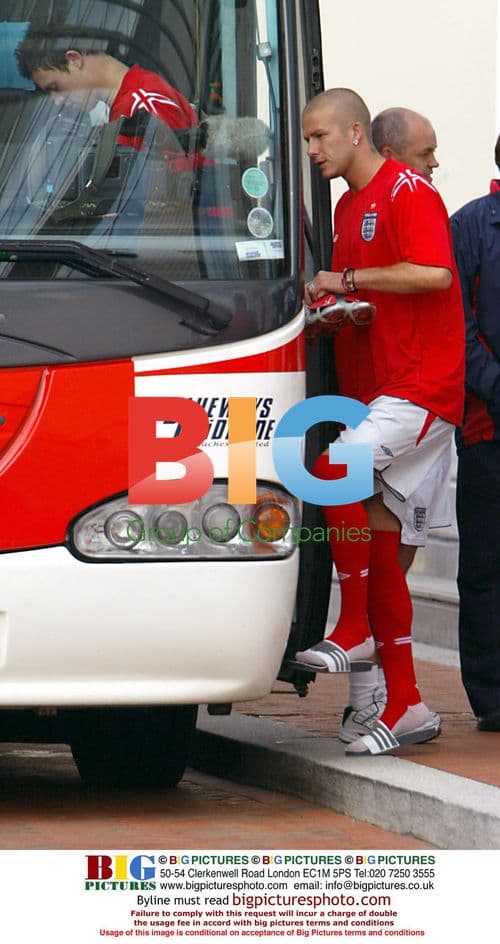 David Beckham Boards England Team Bus