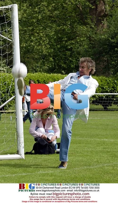 Rod Stewart and Penny Lancaster at celebrity football academy