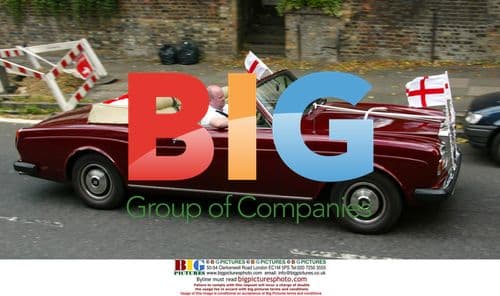 Steve McFadden Drives Rolls Royce With England Flags