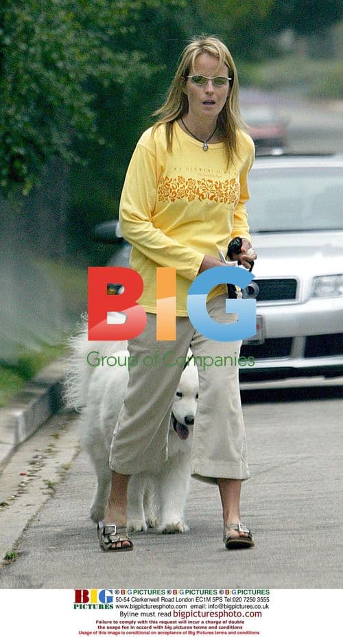 Helen Hunt walking dog in Brentwood