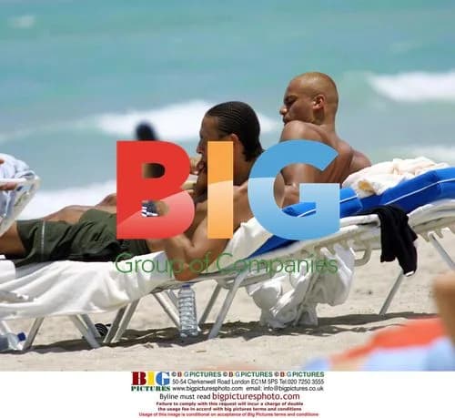 Rio Ferdinand and Wesley Brown on Miami Beach