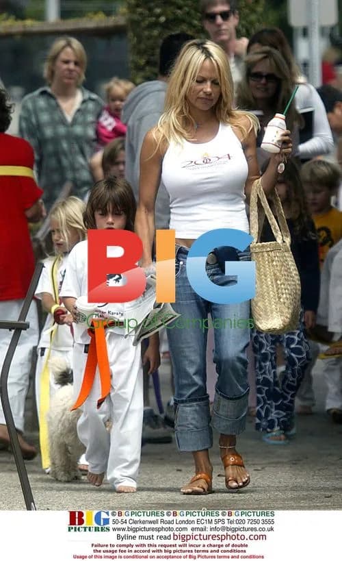 Pamela Anderson Picking Up Sons from Karate