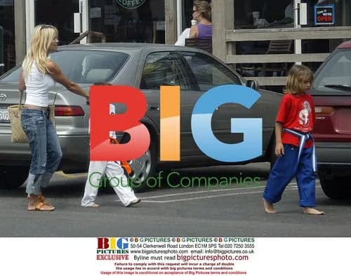 Pamela Anderson Picking Up Sons from Karate