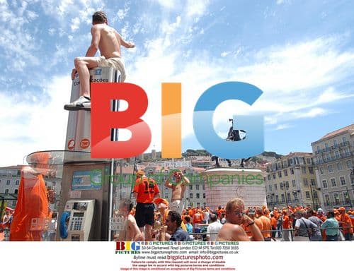 Dutch Fans Celebrate in Lisbon Before Euro 2004 Match