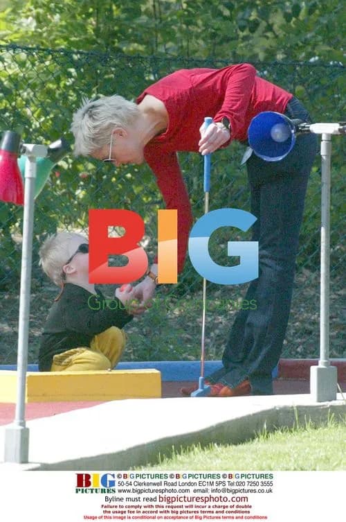 Sharon Stone and Son Play Mini Golf