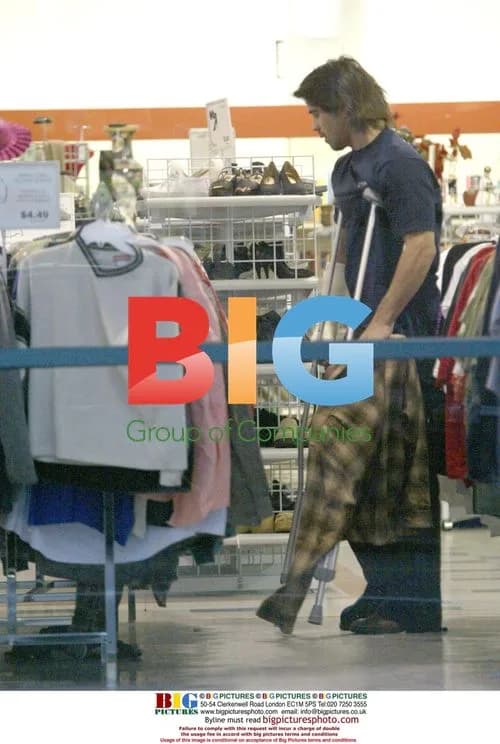 Colin Farrell goes bargain shopping on crutches