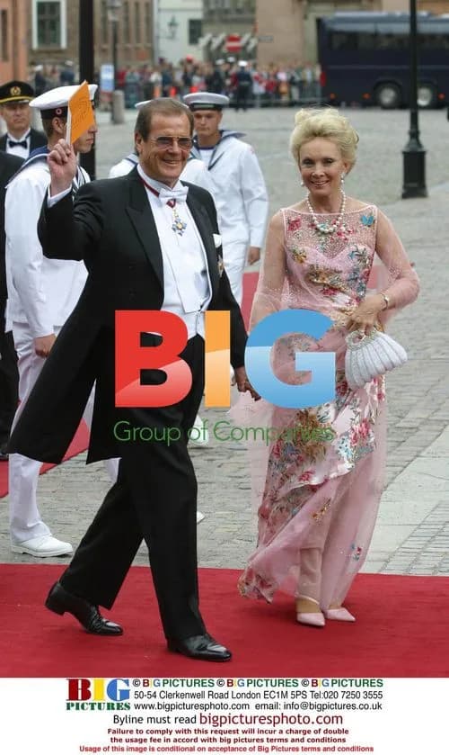 Roger Moore and Christine Tholstrup at Royal Wedding