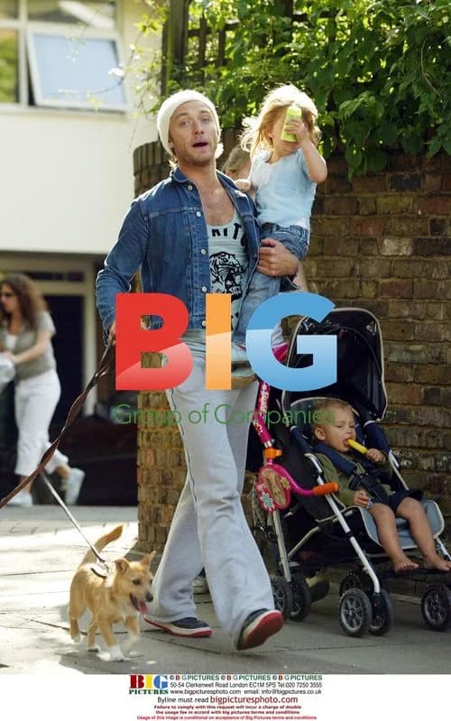 Jude Law Takes Family and Pets for Walk