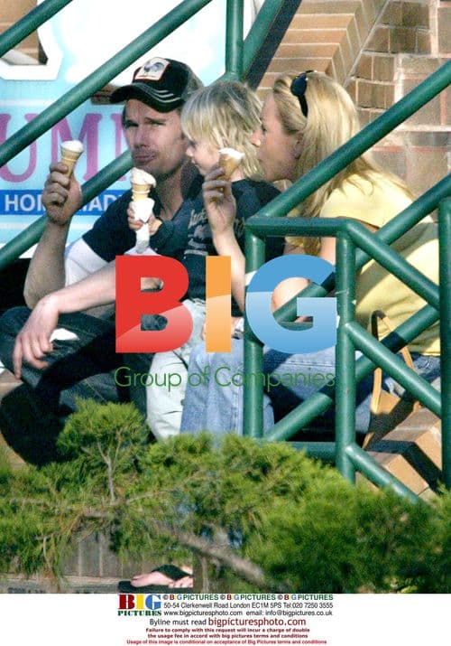 Ethan Hawke with Girlfriend and Children in Toronto