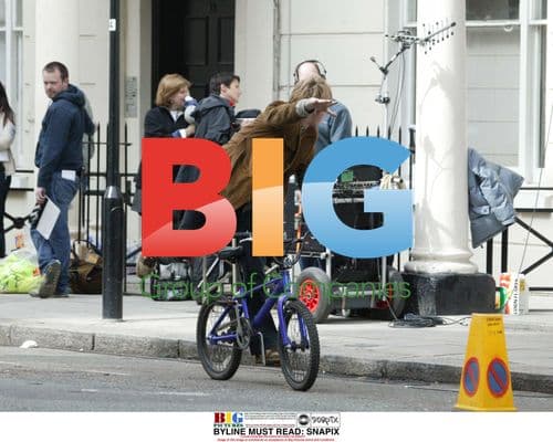 Kris Marshall Bike Riding on Set