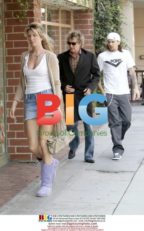 Rod Stewart Shops with Girlfriend and Son