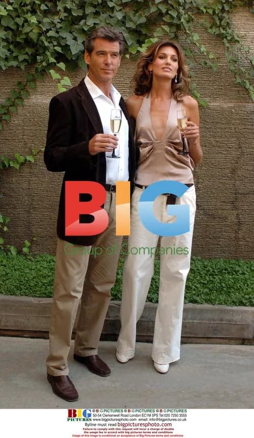 Pierce Brosnan and Nieves Alvarez at Freixenet press conference