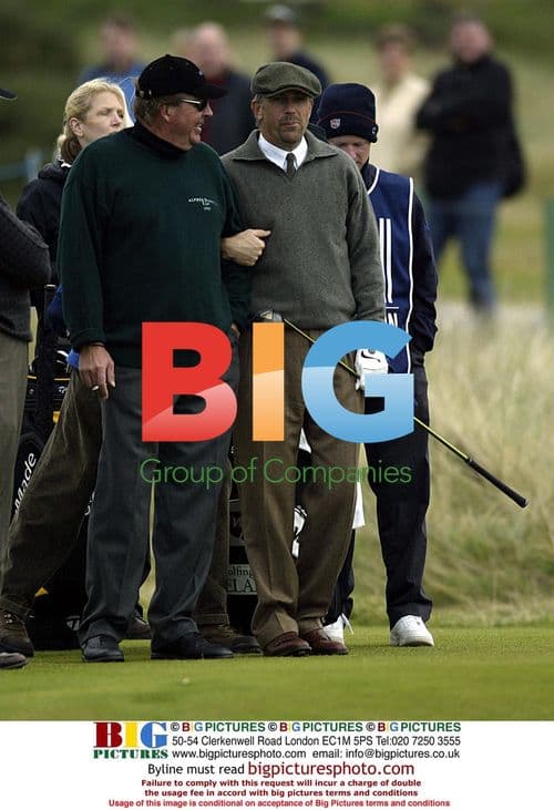Kevin Costner plays golf at Carnoustie