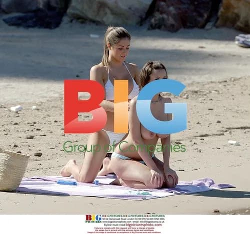Glamour Models Relaxing on Beach