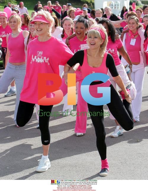 Sally Farmiloe and Diana Moran at Pink Aerobics