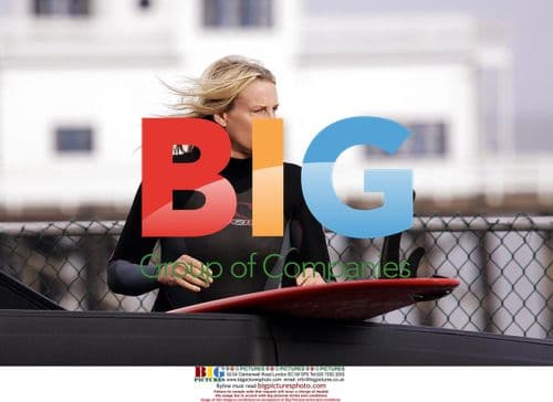 Daryl Hannah and boyfriend surfing in Malibu