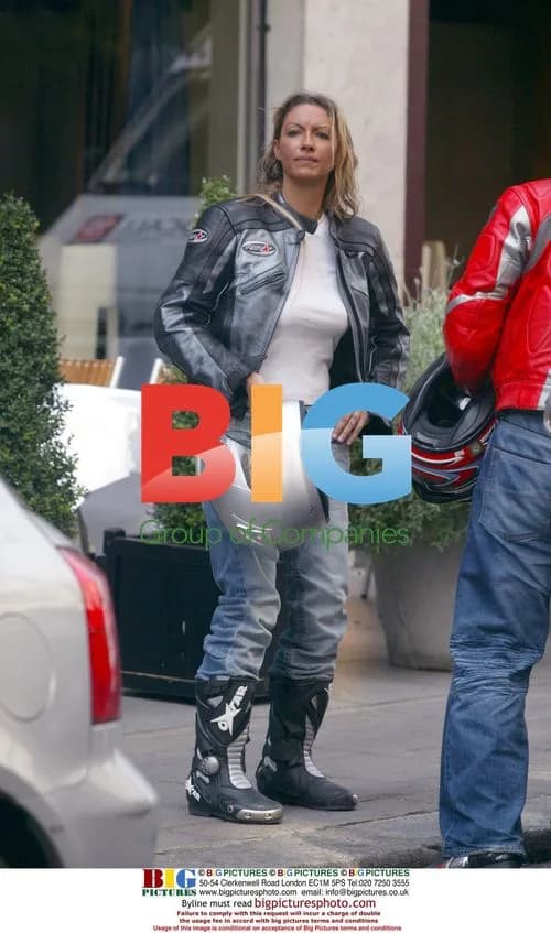 Jodie Marsh Riding Motorcycle with Friends