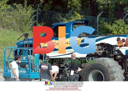 Peter Andre filming monster truck stunt