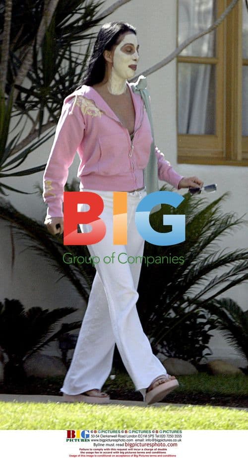 Cher Leaving Friend's House in Mask