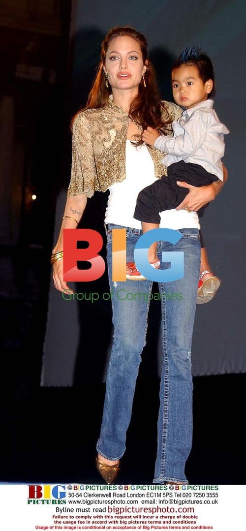 Angelina Jolie and son Maddox at 'Shark Tale' premiere