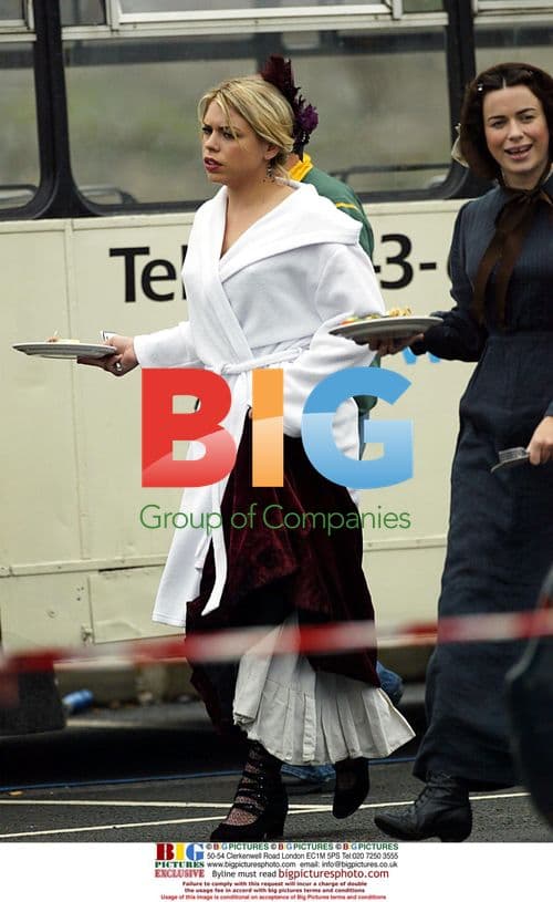 Billie Piper on Doctor Who set in Cardiff