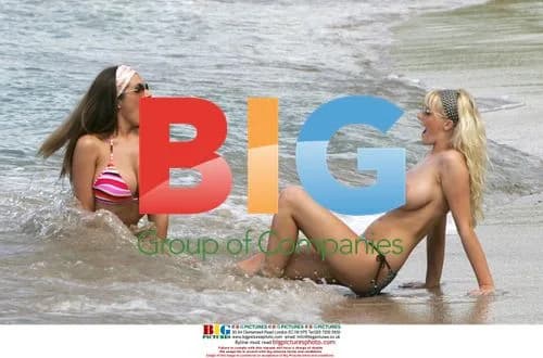 Glamour Models Michelle Marsh and Lucy Pinder on Beach