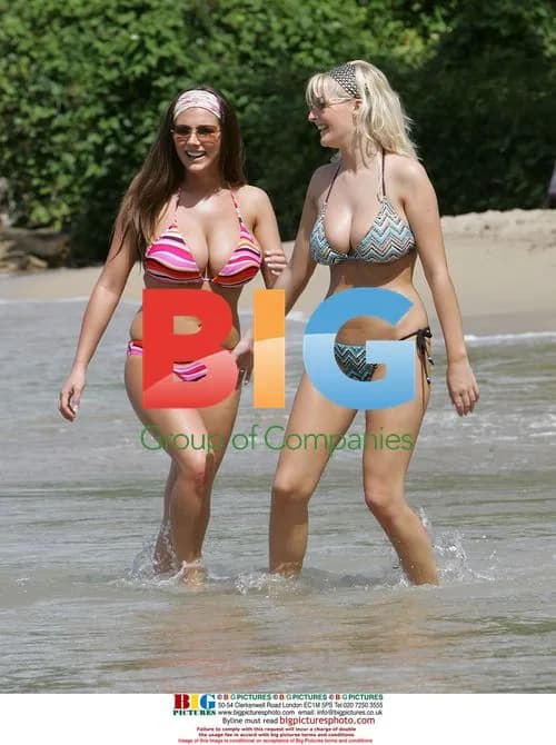 Glamour Models Michelle Marsh and Lucy Pinder on Beach