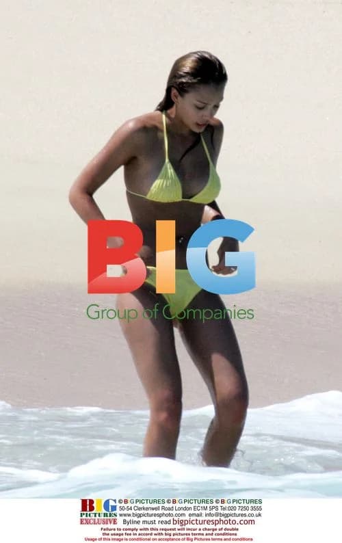 Jessica Alba in Yellow Bikini with Boyfriend Cash