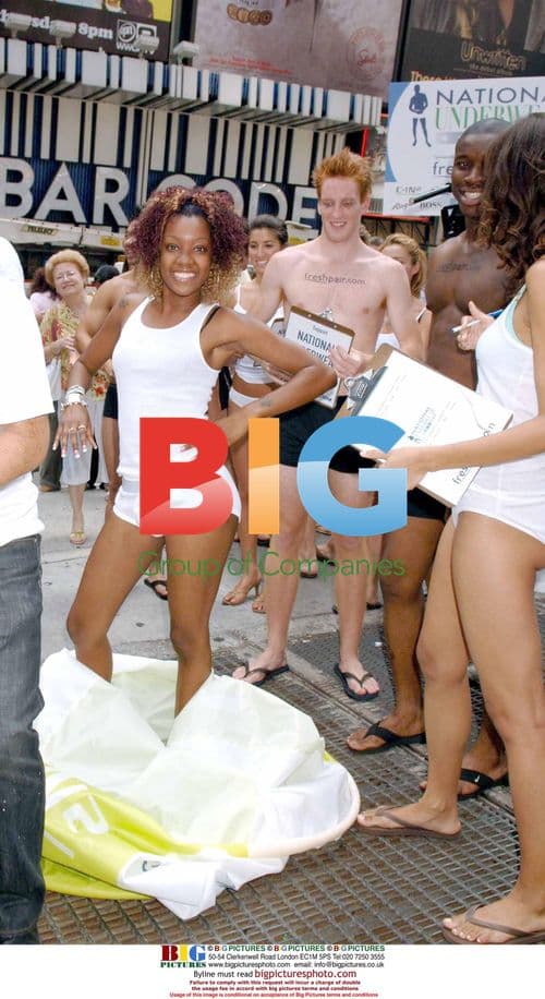 Models Celebrate National Underwear Day in Times Square