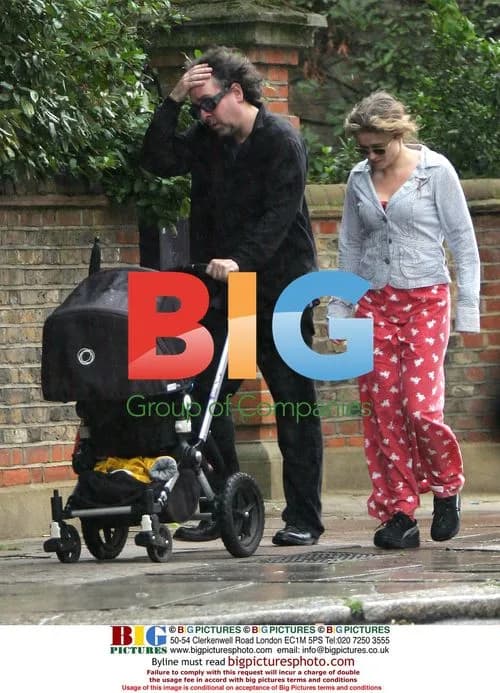 Tim Burton and Helena Bonham-Carter with son