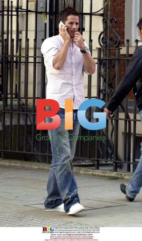 Jamie Redknapp Talking on Phone in London
