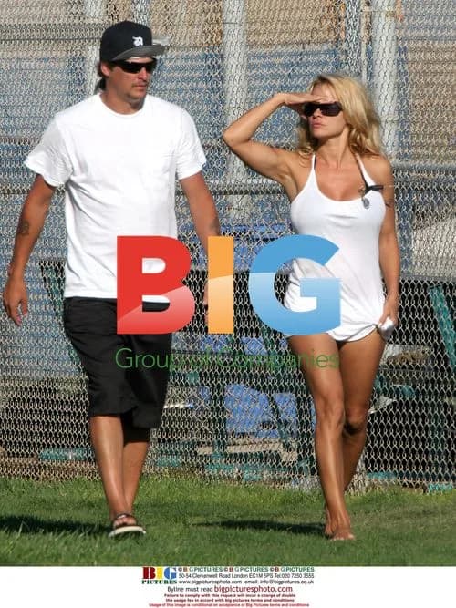Pamela Anderson with sons at Malibu park