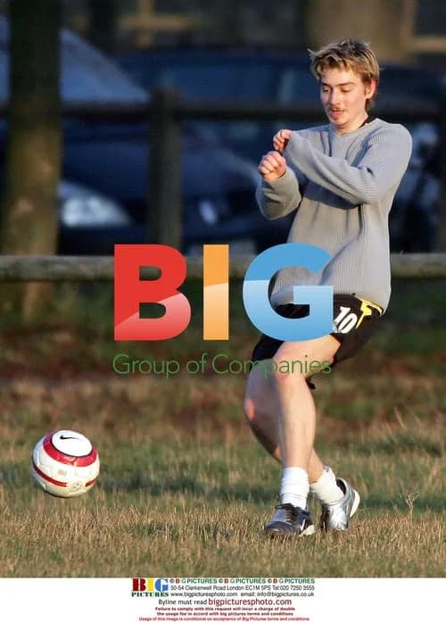 Euan Blair plays football with friends in Paris
