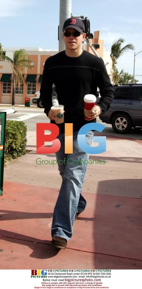 Matt Damon Picks Up Starbucks in Miami