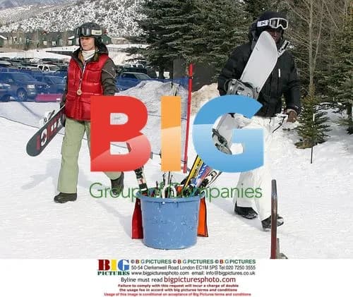 Heidi Klum and Seal Skiing in Aspen