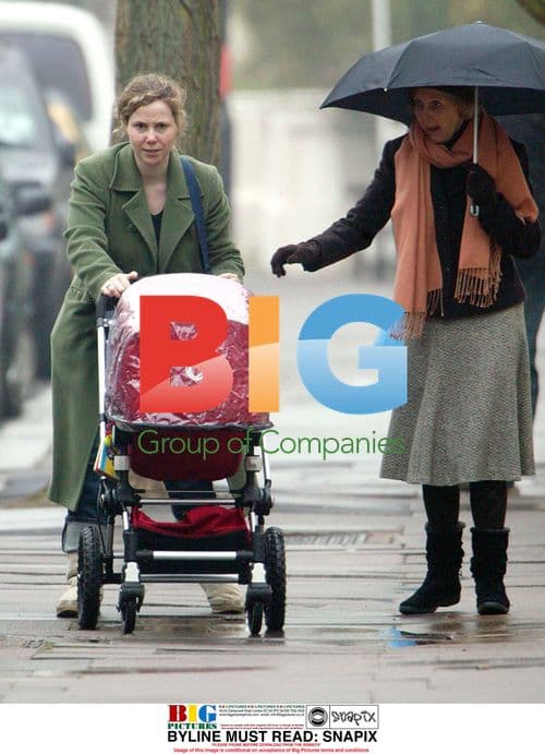 Sally Phillips Out with Mother and Baby