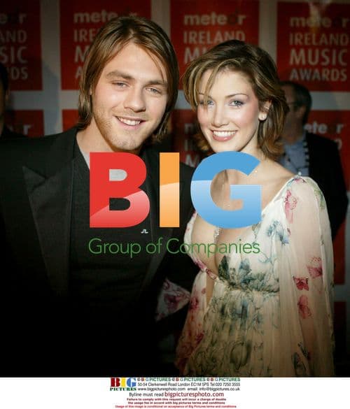 Brian McFadden and Delta Goodrem at Meteor Ireland Music Awards