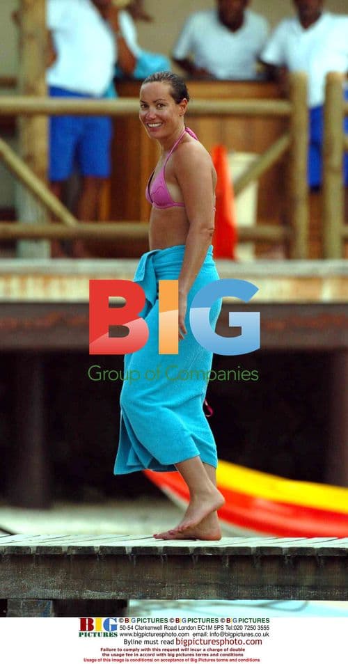 Tara Palmer Tompkinson water skiing in Mauritius