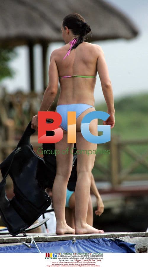 Tara Palmer Tompkinson water skiing in Mauritius