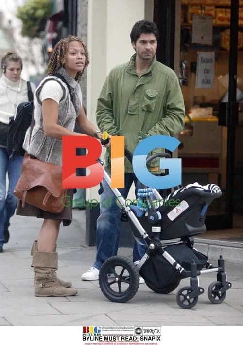Angela Griffin and partner with baby in London