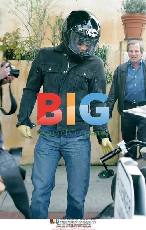 Brad Pitt Leaves Restaurant on Motorbike