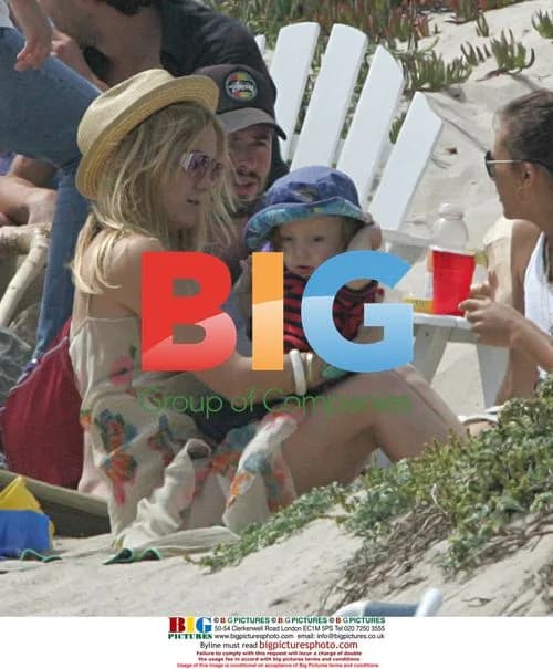 Kate Hudson with Husband and Son on Malibu Beach