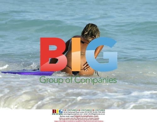 Jodie Marsh body boarding in Barbados