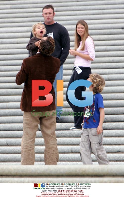 Jude Law with children on film break